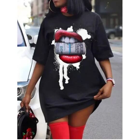 Lips print shirt dress size XL - Picture 1 of 6